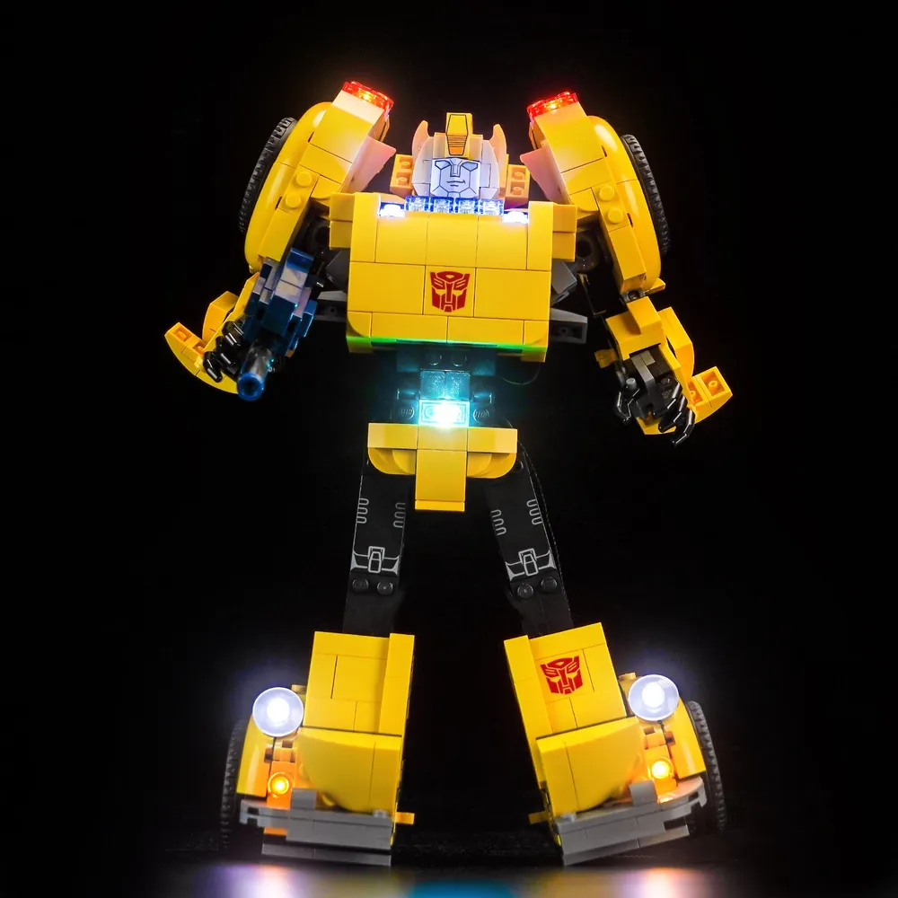 BrickBling light kit for LEGO Bumblebee 10338 illuminating headlights