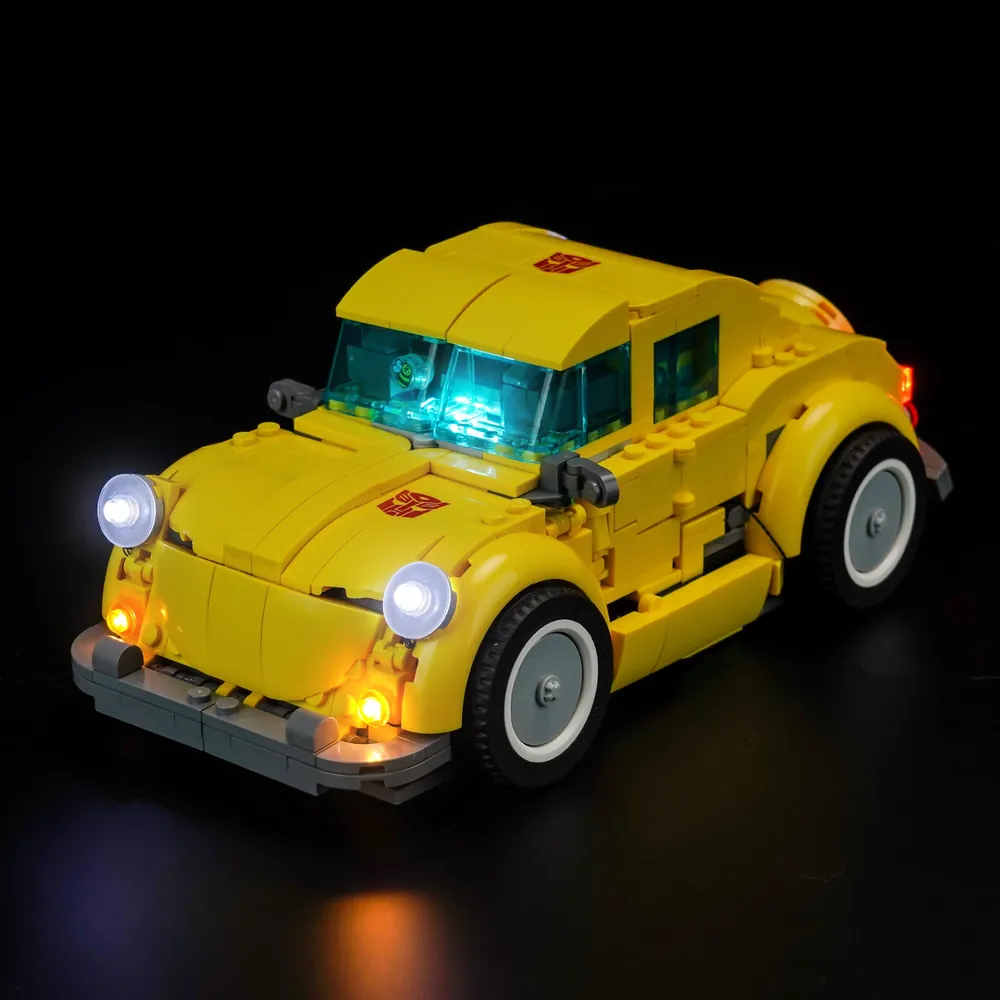 BrickBling light kit display on LEGO Icons Bumblebee