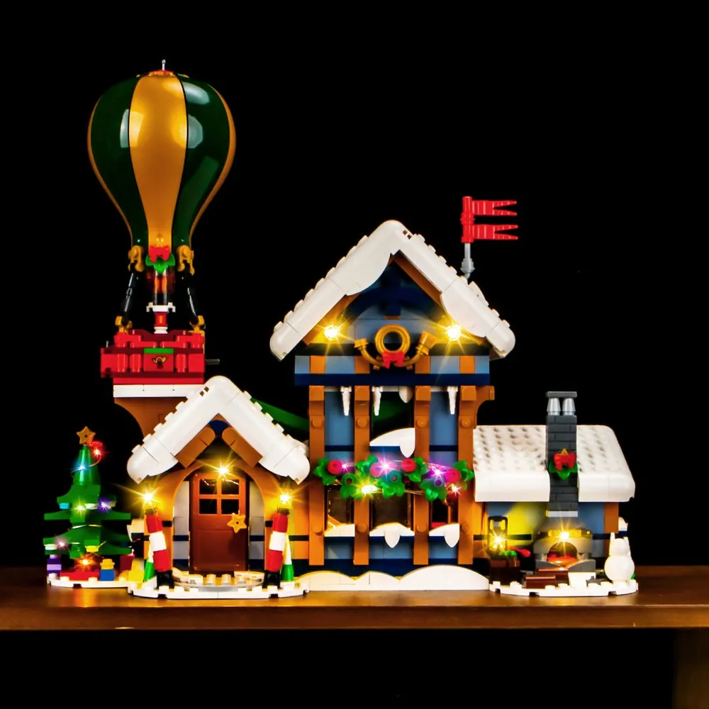 BrickBling LED kit for LEGO Santa's Post Office 10339 brightening the snowy roof and interior