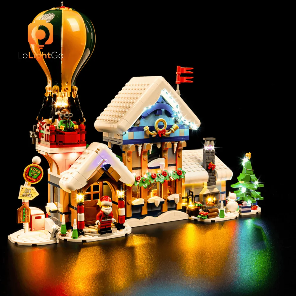 LeLightGo LED kit for LEGO Santa's Post Office with micro-LEDs lighting the front