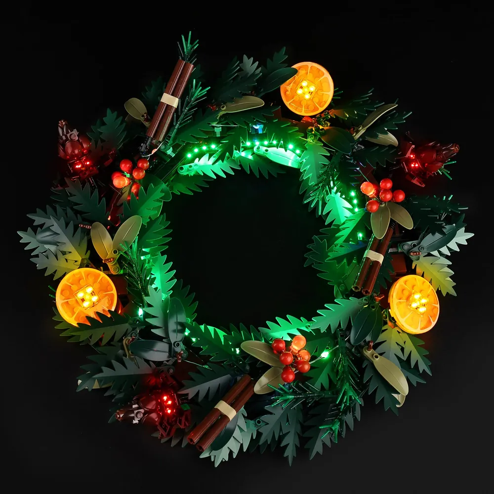Game of Bricks LED kit for LEGO Wreath 10340 with warm white lights