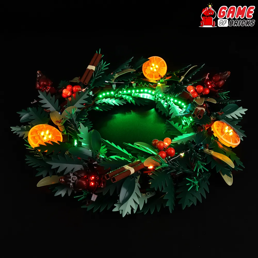 Game of Bricks light kit on LEGO Wreath display