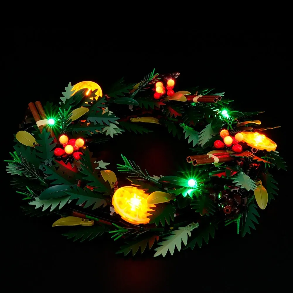 Lightailing light kit on LEGO Wreath full display