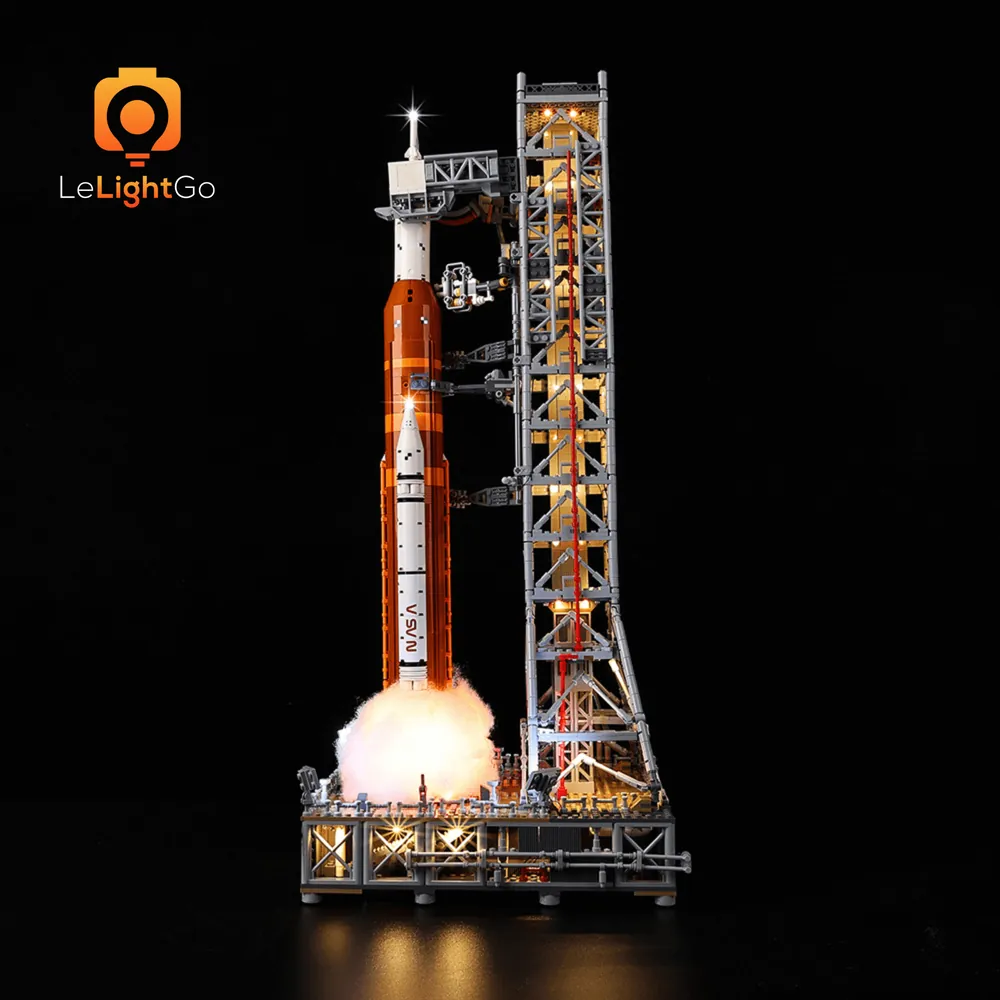LeLightGo sound module installed on LEGO Artemis SLS launch tower