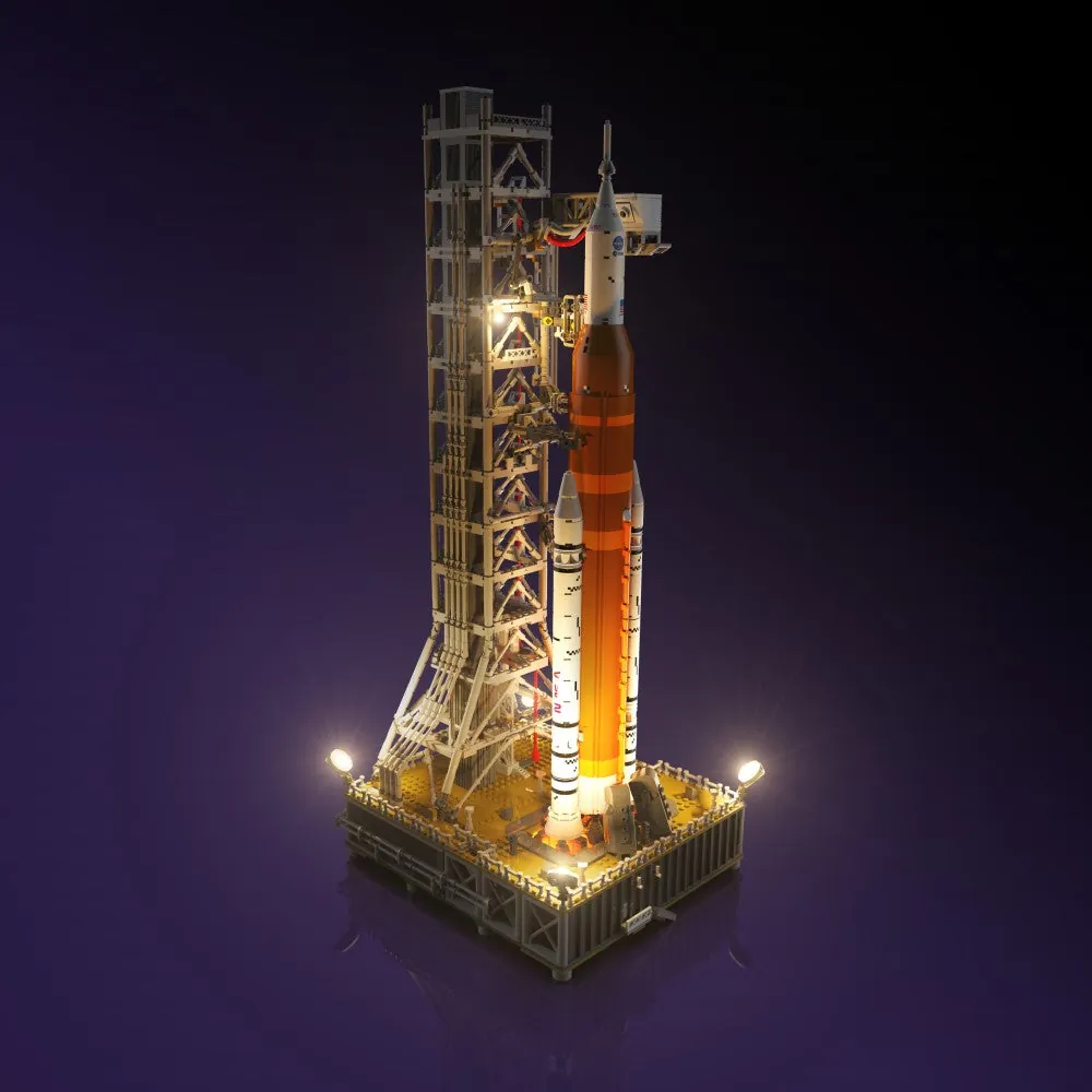 Light My Bricks premium LED kit on LEGO Artemis SLS rocket