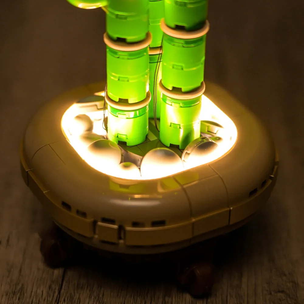 LEGO Lucky Bamboo 10344 with BrickBling lights in a desk setting