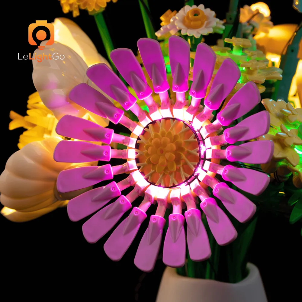 LeLightGo micro-LEDs on LEGO yellow petals