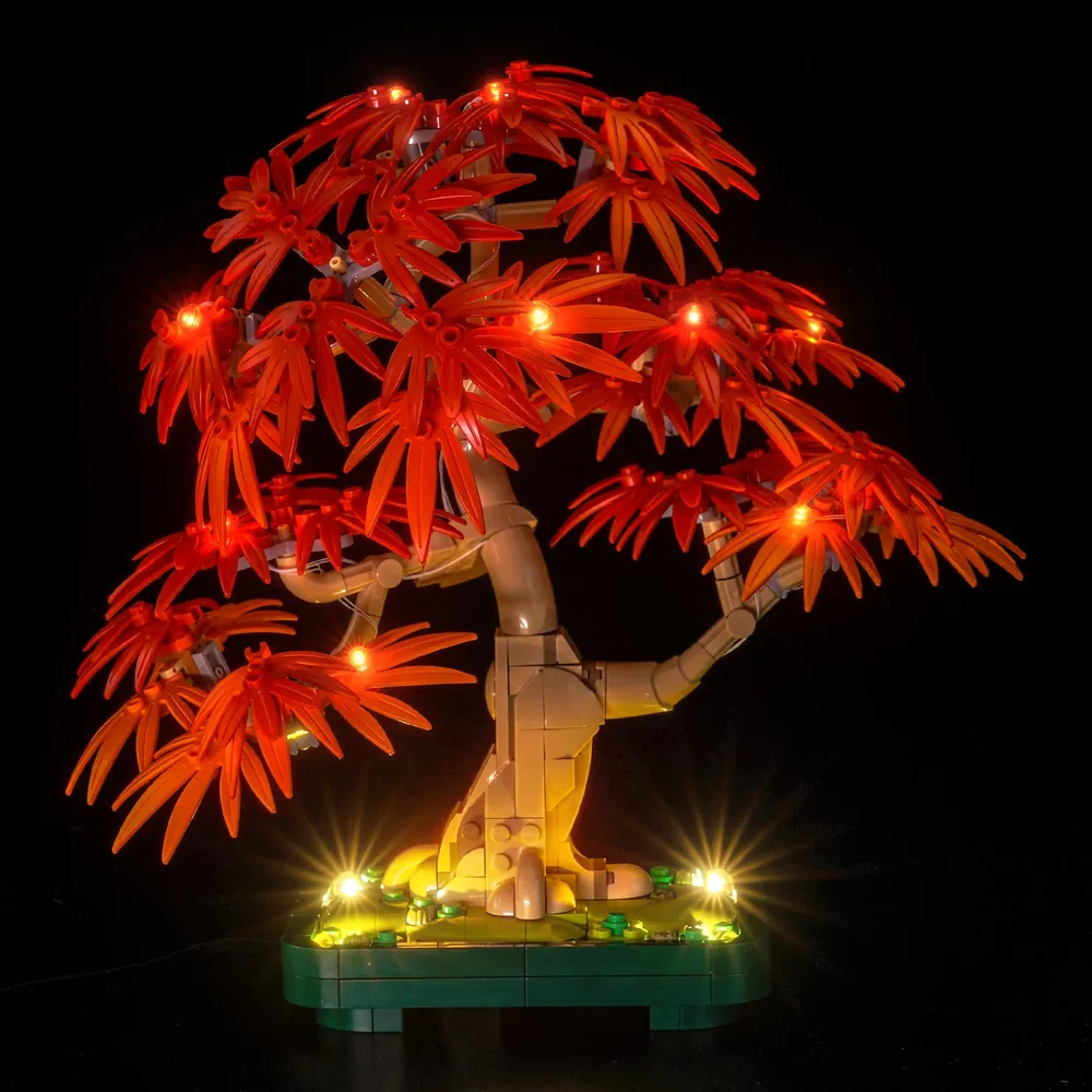 LEGO Japanese Red Maple Bonsai Tree 10348 with concealed LED wiring