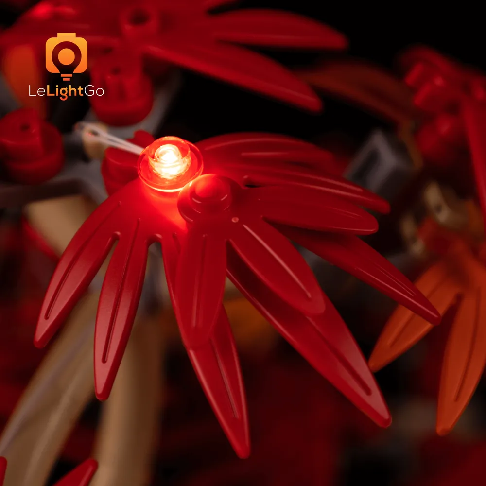 LEGO bonsai tree 10348 modular micro-LED wiring close-up