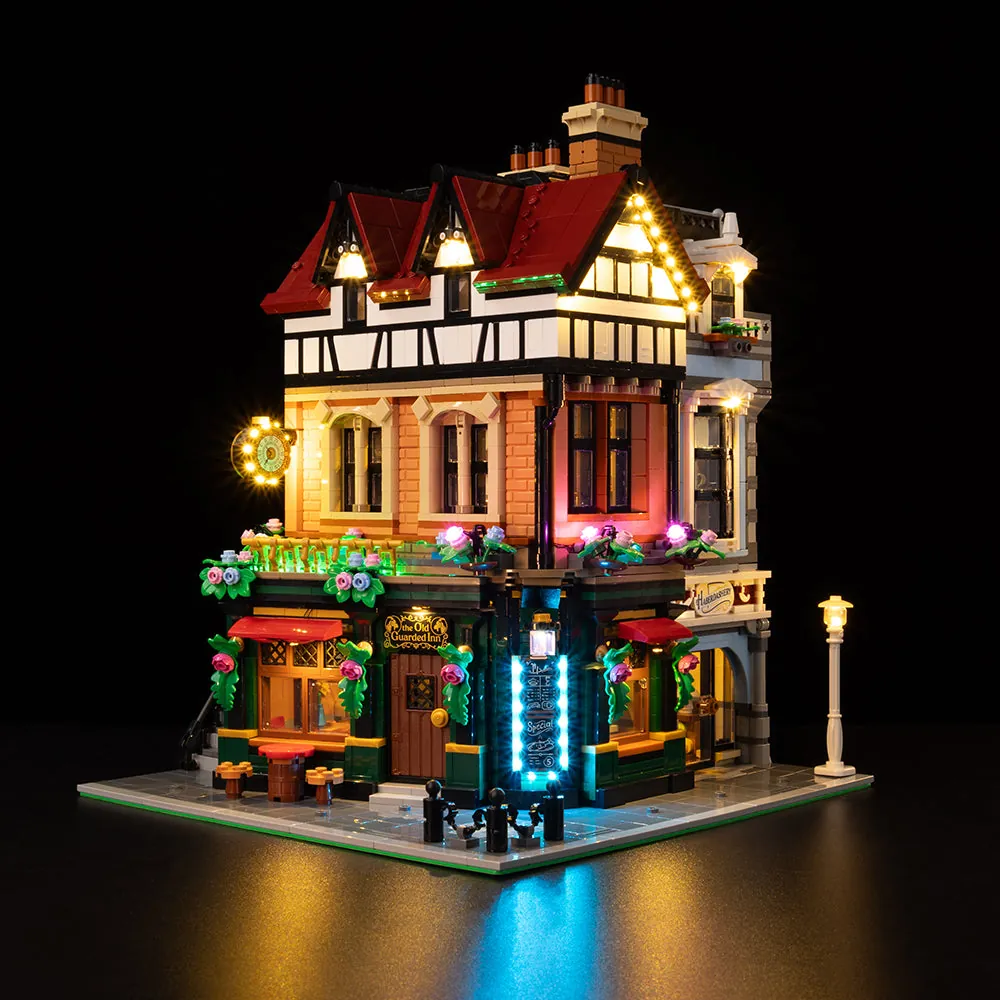 Game of Bricks LED kit for Lego Tudor Corner 10350 featuring modular expansion boards