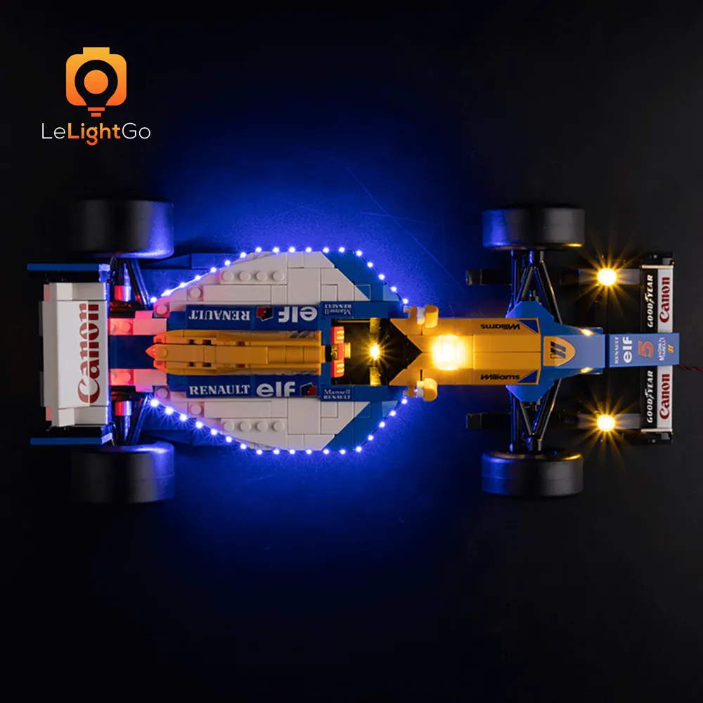 LEGO Williams FW14B with LeLightGo lighting showing the car's front and rear lights