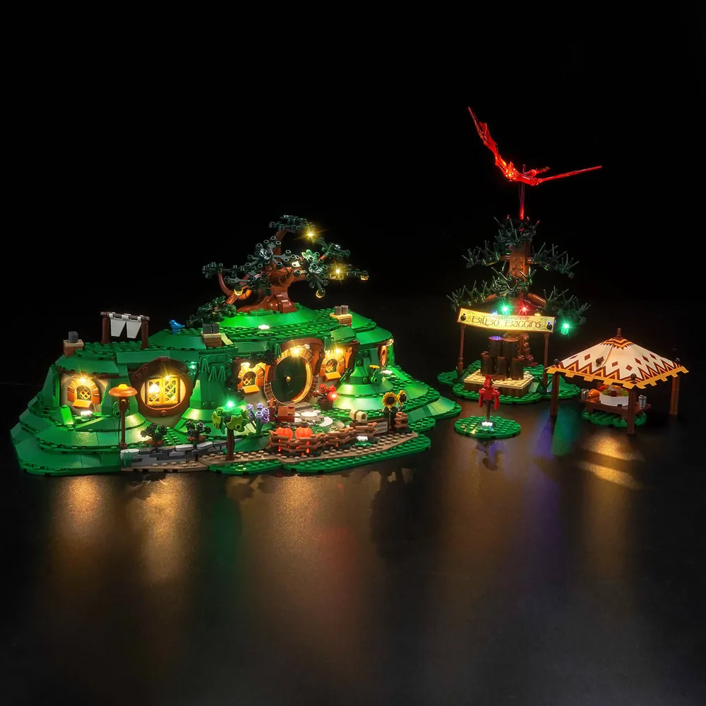 BrickBling modular micro-LED kit for LEGO Shire 10354 lighting up Bag End interior
