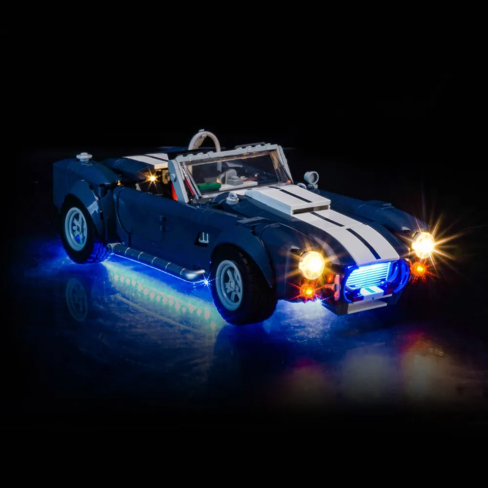 BrickBling LED light kit for LEGO Shelby Cobra 427 S/C 10357, illuminates headlights and taillights