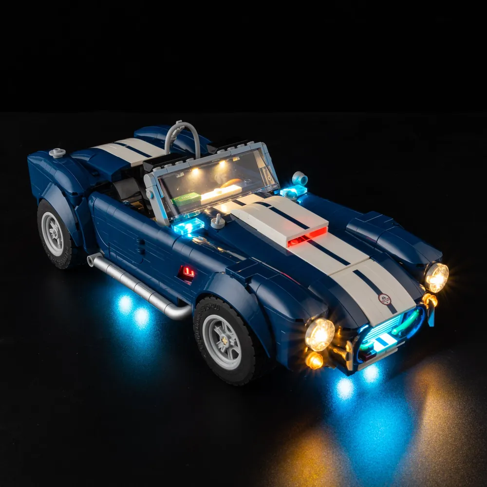 Game of Bricks LED kit for LEGO Shelby Cobra 10357, glowing engine bay and interior