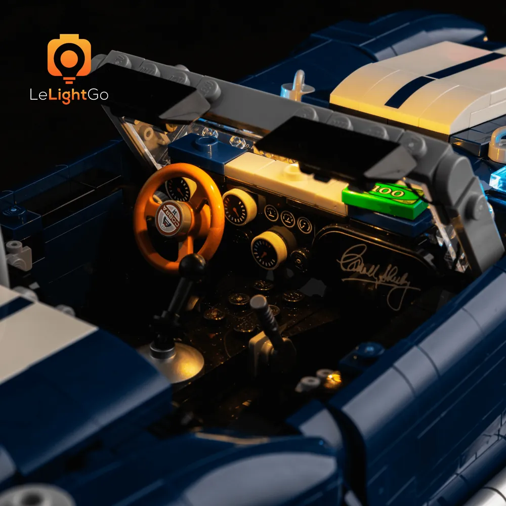 Close-up of LeLightGo micro-LED installation on LEGO Cobra engine
