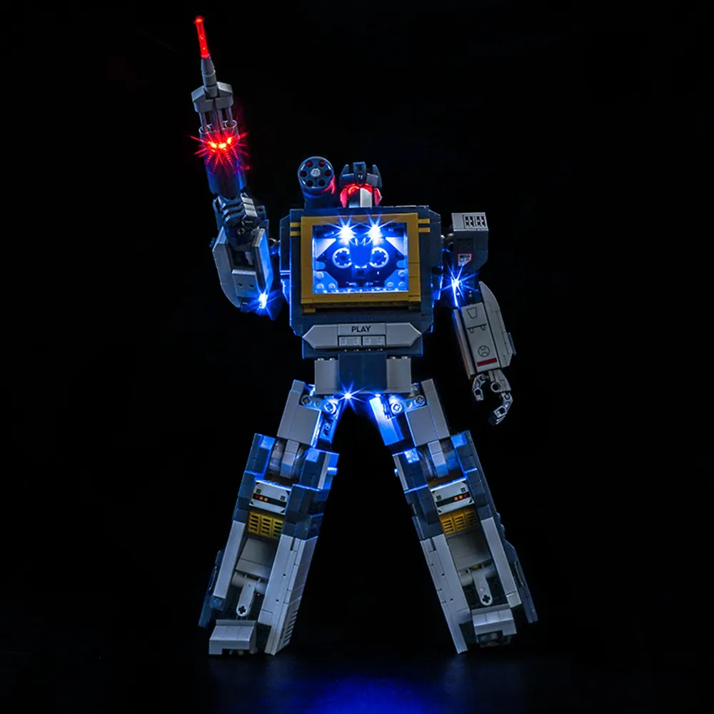 BrickBling LED kit for LEGO Transformers Soundwave 10358 with micro LEDs lighting up the cassette player
