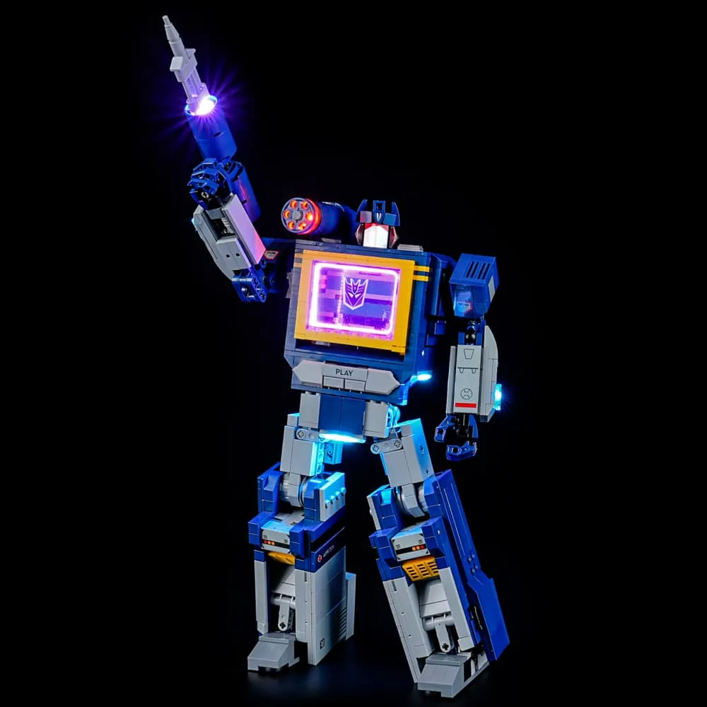 Lightailing LED kit for LEGO Transformers Soundwave 10358 with pre-soldered harness lighting the figure