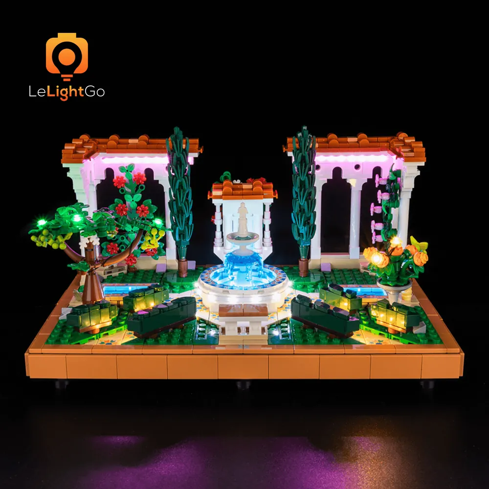 LeLightGo budget LED kit for LEGO Fountain Garden 10359 with micro-LEDs