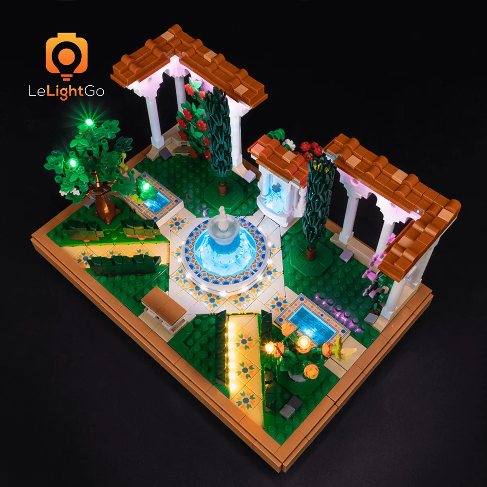 LeLightGo lights highlighting the LEGO 10359 fountain water effects