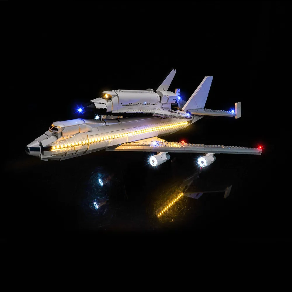 BrickBling light kit for LEGO Shuttle Carrier Aircraft 10360 highlighting orbiter cockpit and carrier engines