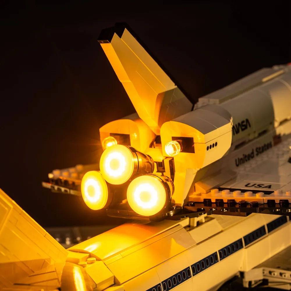 Light My Bricks LED kit for LEGO Shuttle Carrier Aircraft 10360 showing engines