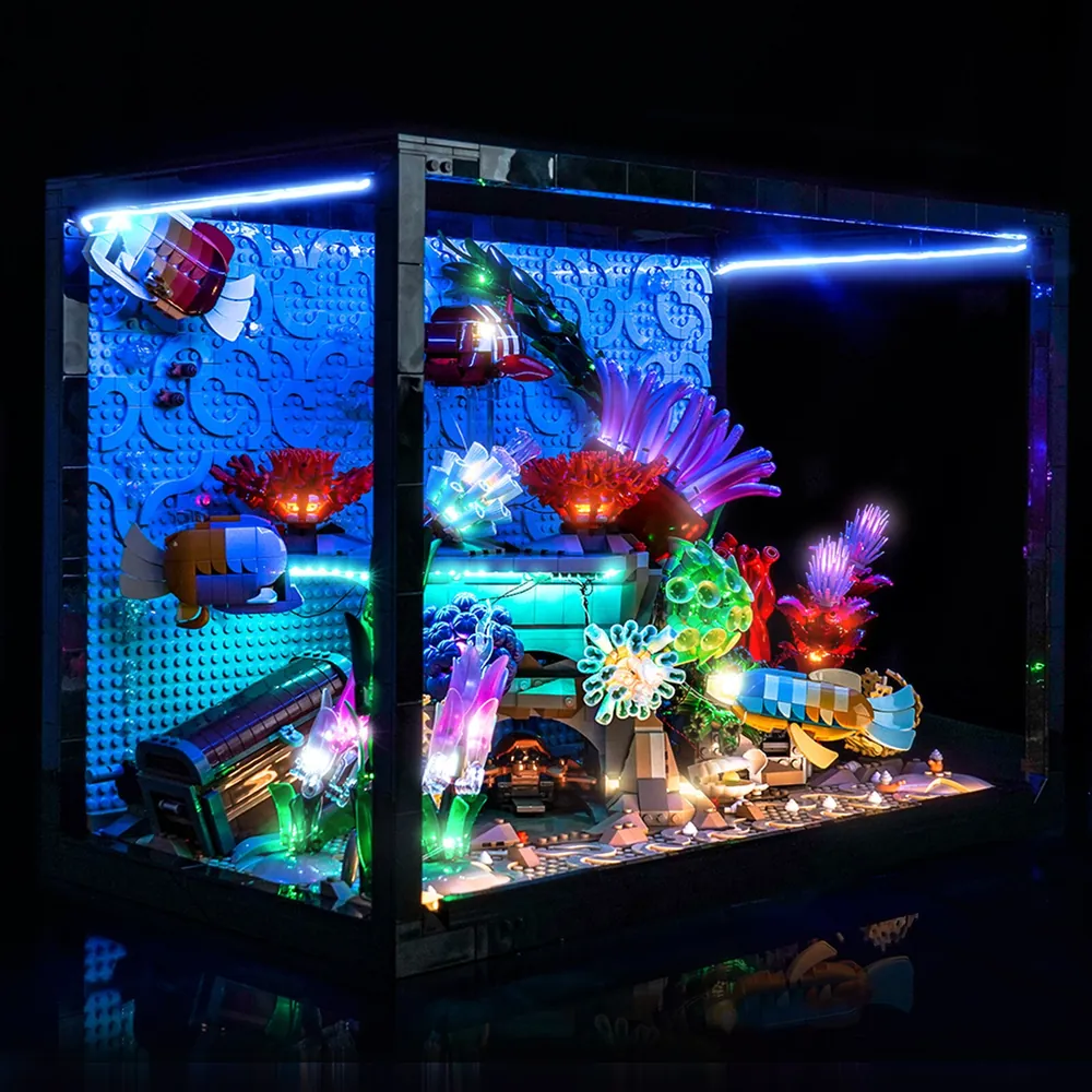 BrickBling light installation on LEGO Tropical Aquarium 10366, budget option