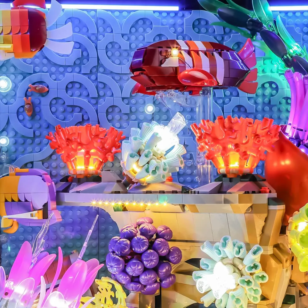 Lightailing installation on LEGO Tropical Aquarium 10366, integrated wiring