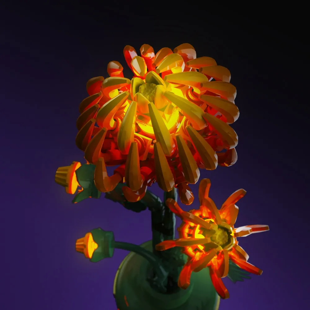 LightMyBricks on the Chrysanthemum's orange petals