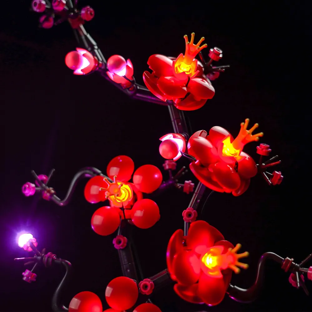 BrickBling lit Plum Blossom display on shelf