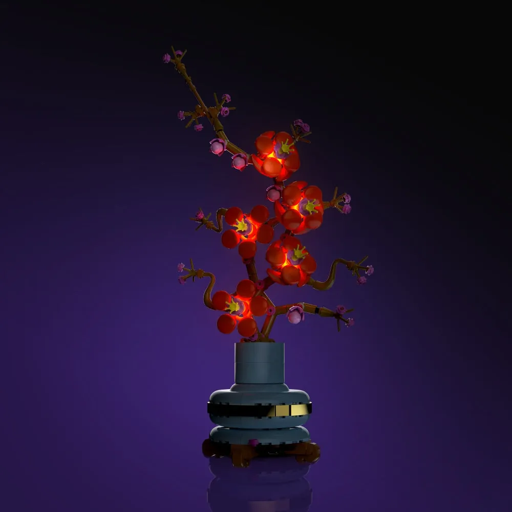 LightMyBricks light kit on LEGO Plum Blossom 10369 with vivid LEDs