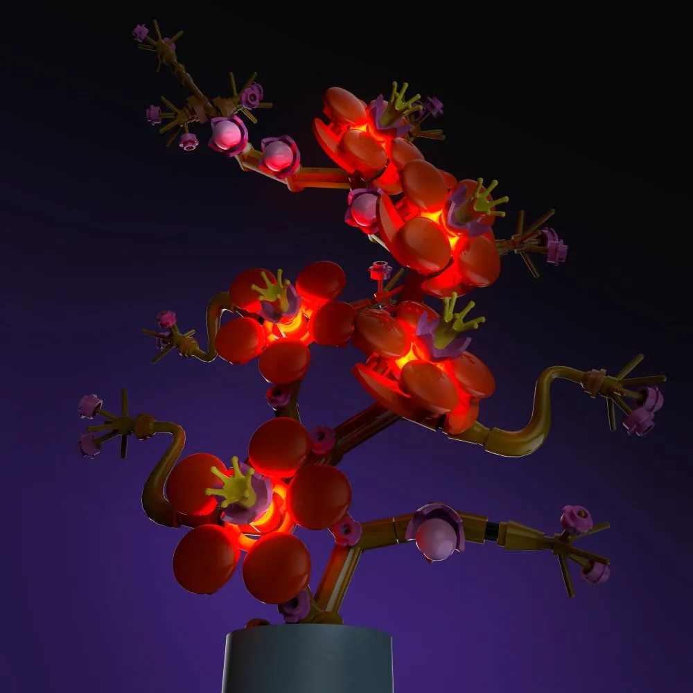 LightMyBricks lit Plum Blossom as centerpiece