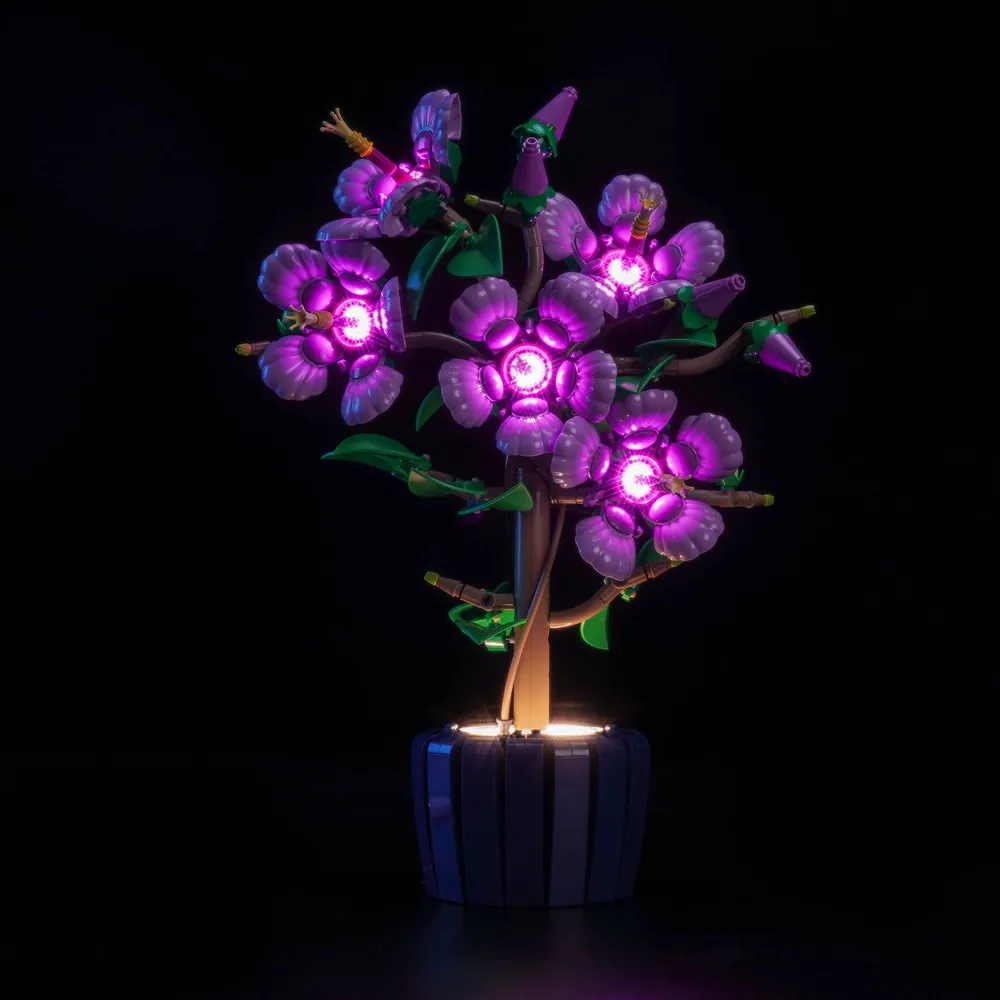 BrickBling LED kit for LEGO Hibiscus 10372 illuminating petals