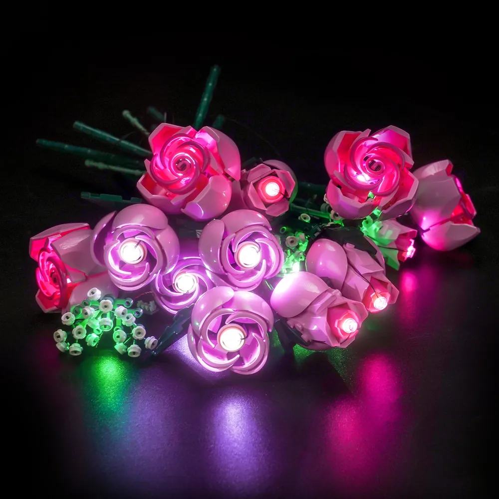 Close-up of BrickBling micro-LED on LEGO rose petal