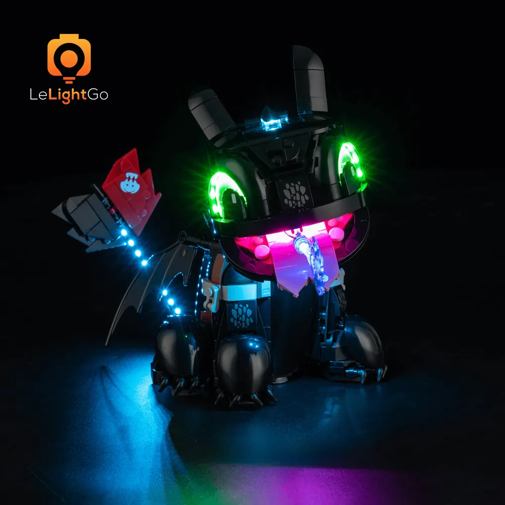 LeLightGo light kit for LEGO Toothless 10375 featuring wings and eyes