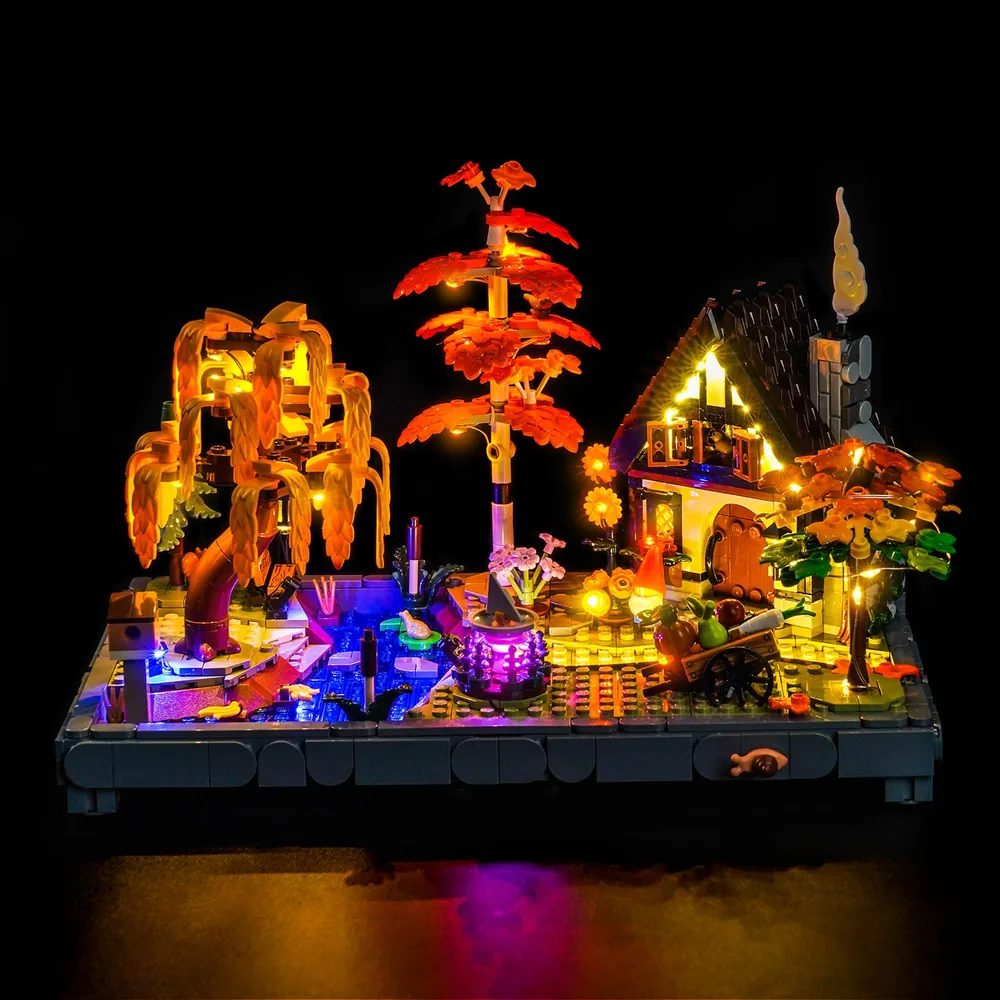 BrickBling lighting effect on the LEGO Autumn Cottage Garden foliage