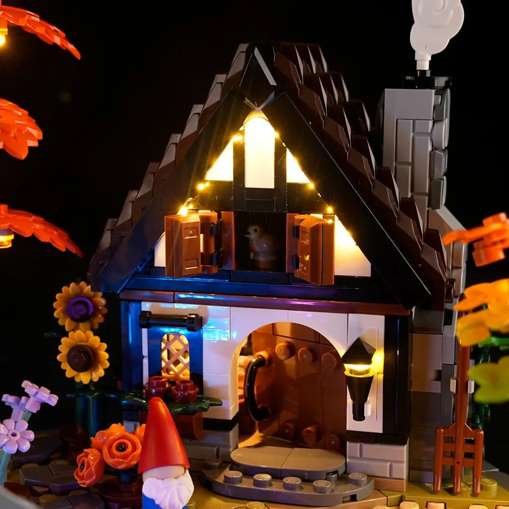 Lightailing budget light kit for LEGO Autumn Cottage Garden installed