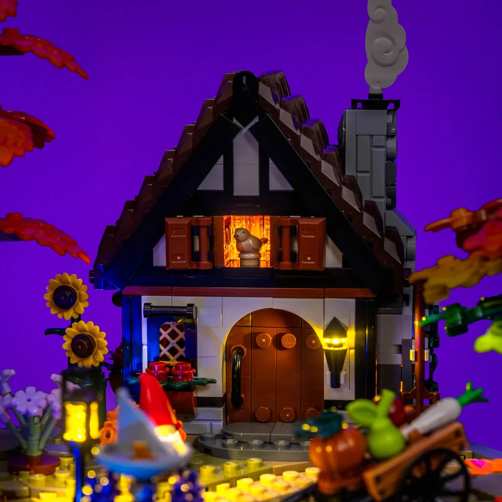LightMyBricks lighting for LEGO Autumn Cottage Garden interior