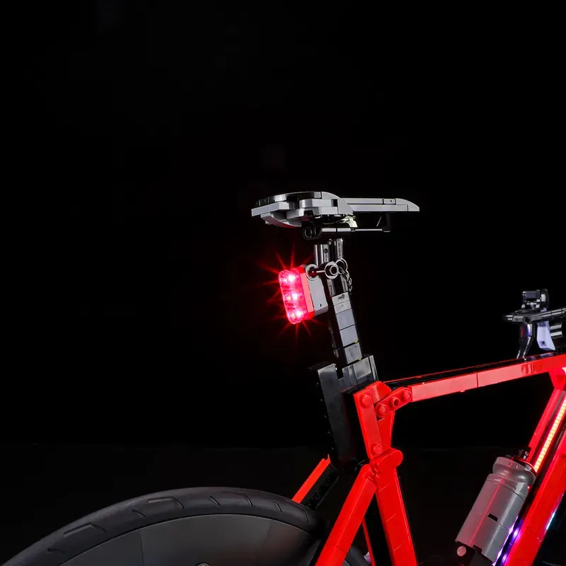 Lightailing light kit installed, showing smooth wire routing on LEGO Road Bike