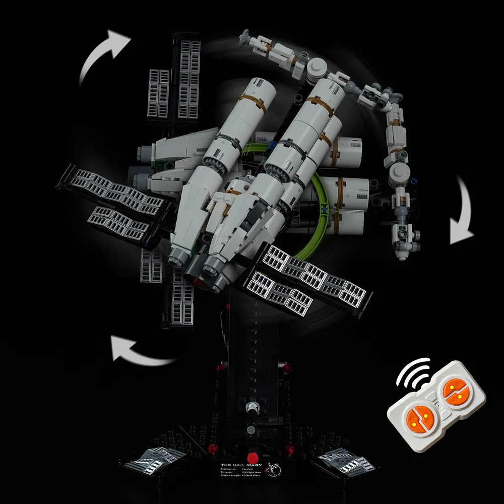 BrickBling LED kit for LEGO Project Hail Mary highlighting solar arrays