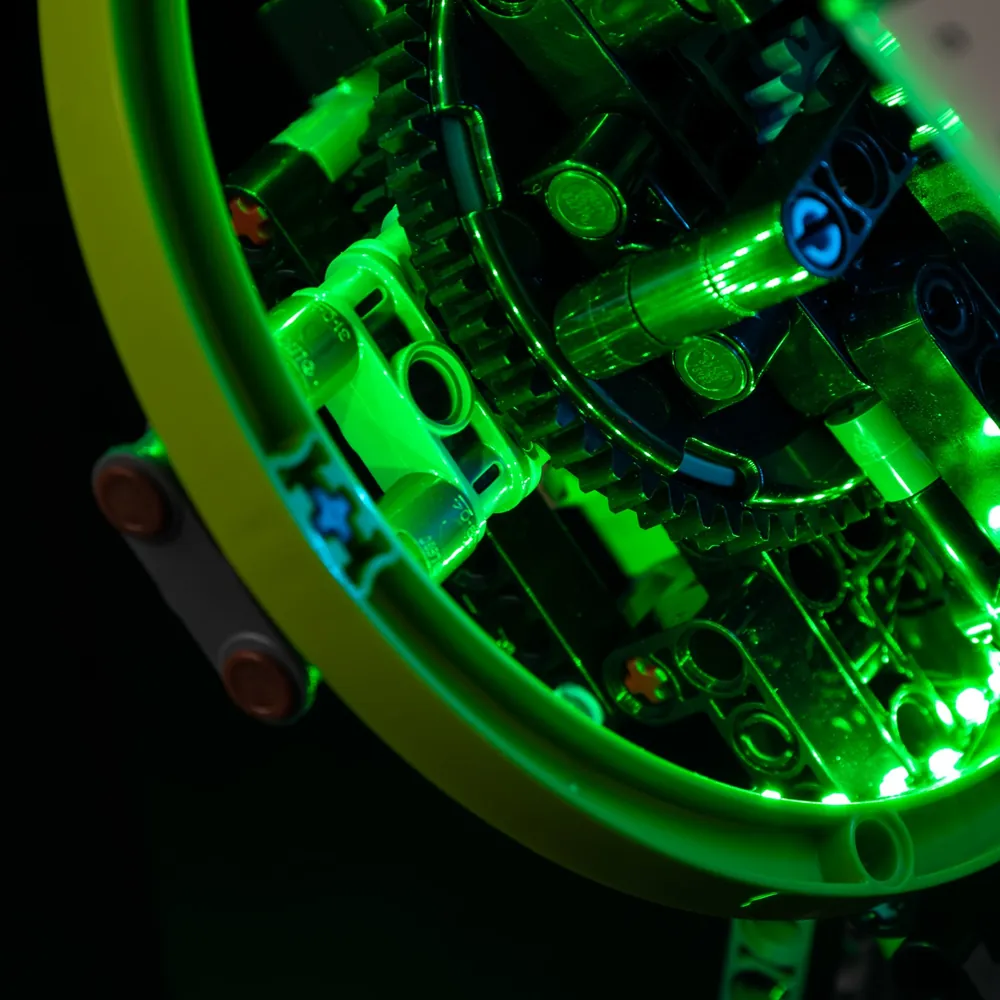 Game of Bricks light kit illuminating LEGO Hail Mary solar panels