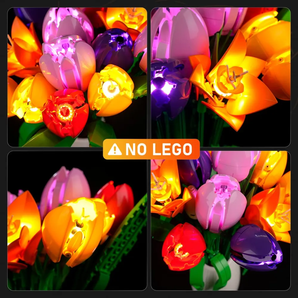 Pre-soldered harness of Lightailing kit on LEGO tulip stems