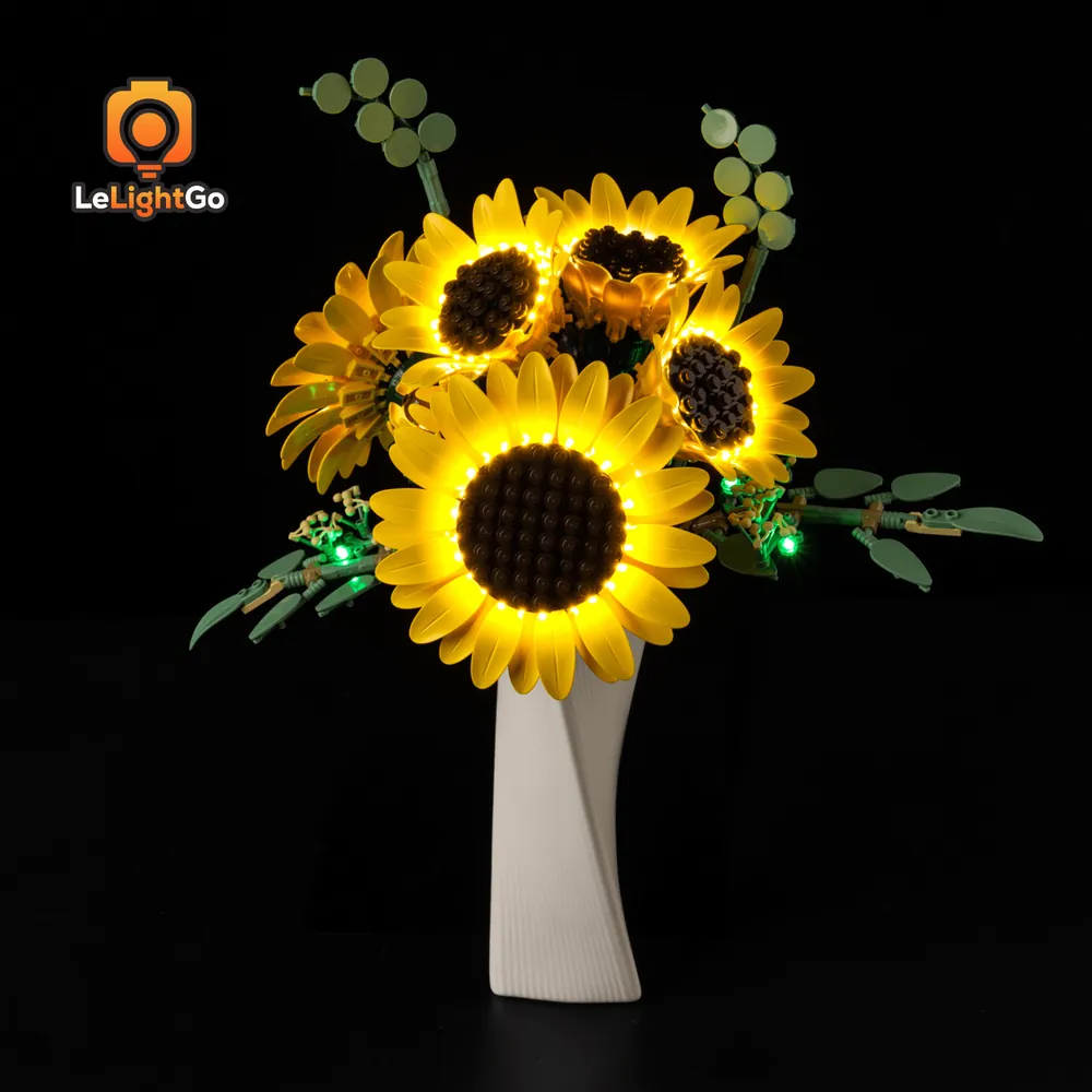 LeLightGo light kit for LEGO Sunflower Bouquet 11502 highlighting leaves