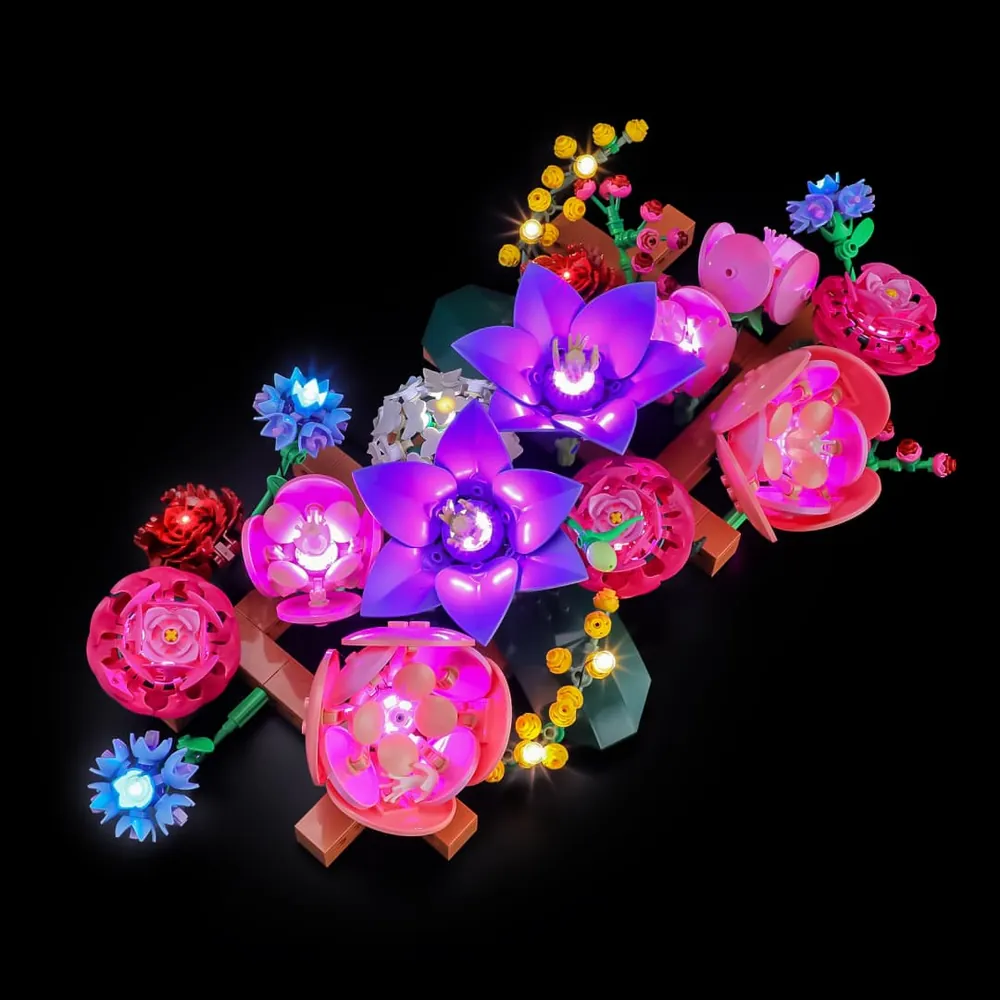 Close-up of Lightailing harness and LEDs on LEGO Flower Wall