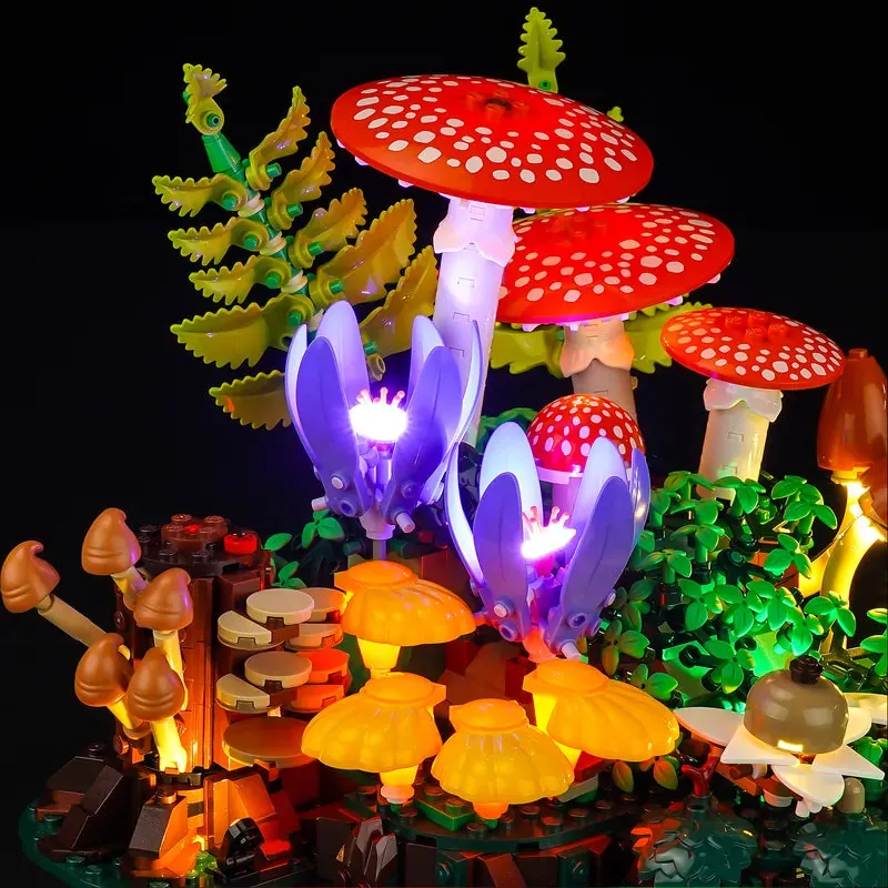Pre-soldered harness routing on LEGO Woodland Mushrooms set with Lightailing