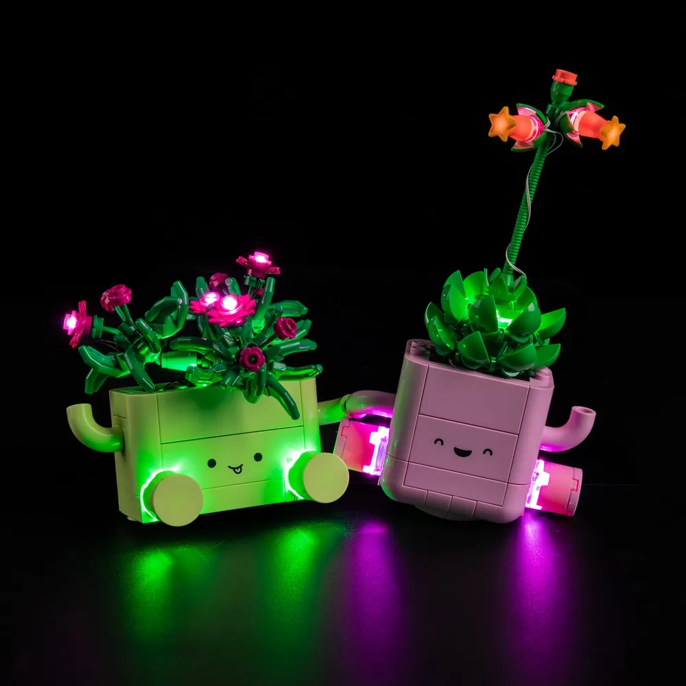 Game of Bricks light kit with modular expansion boards illuminating LEGO Rocking Plants