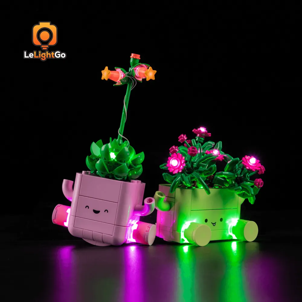 LeLightGo lit LEGO Rocking Plants on a windowsill, natural feel