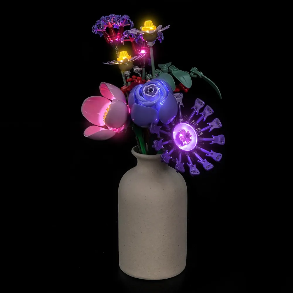 BrickBling LED kit for LEGO Olivia Rodrigo Flower Bouquet illuminating petals
