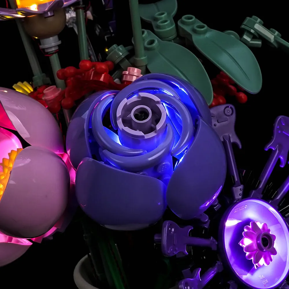 BrickBling micro-LED modules on LEGO bouquet stems
