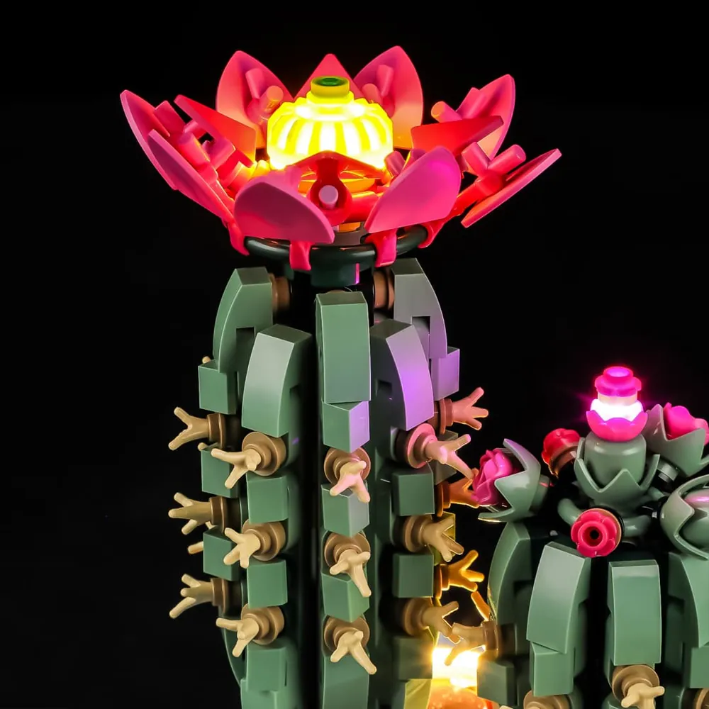 Lightailing lit LEGO cactus with pot glow