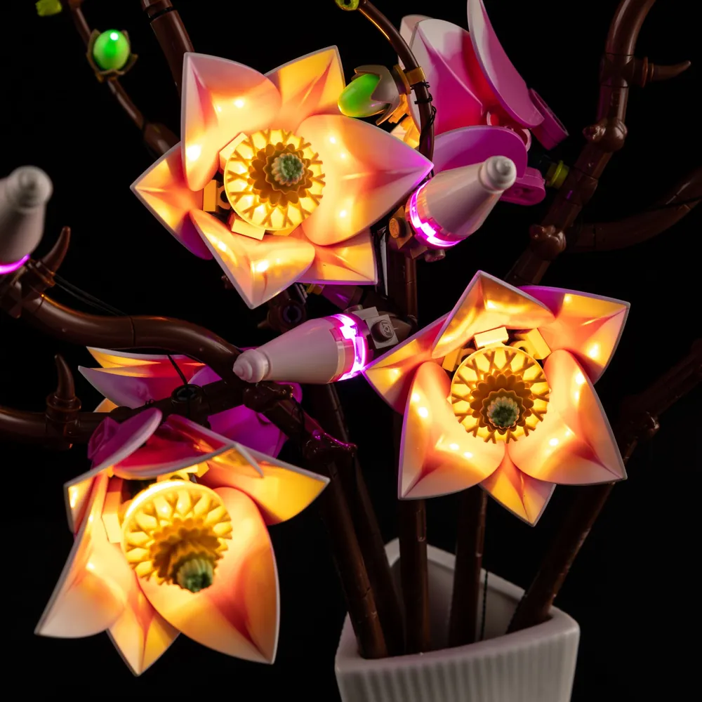 Game of Bricks light kit on LEGO Magnolia Branches display